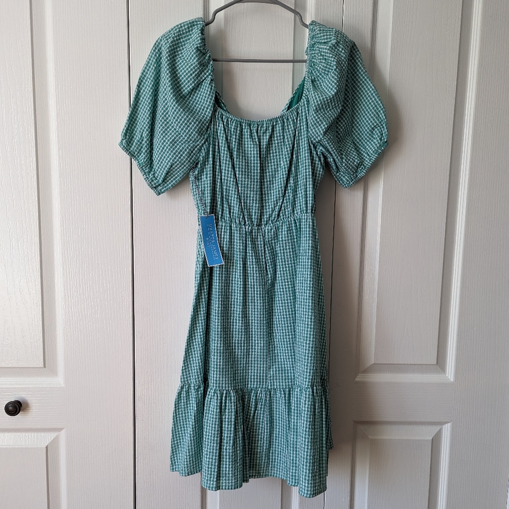 Draper James NWT green puff sleeve mini dress - Picture 2 of 7